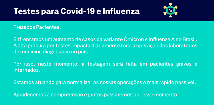Testes para Covid-19 e Influenza